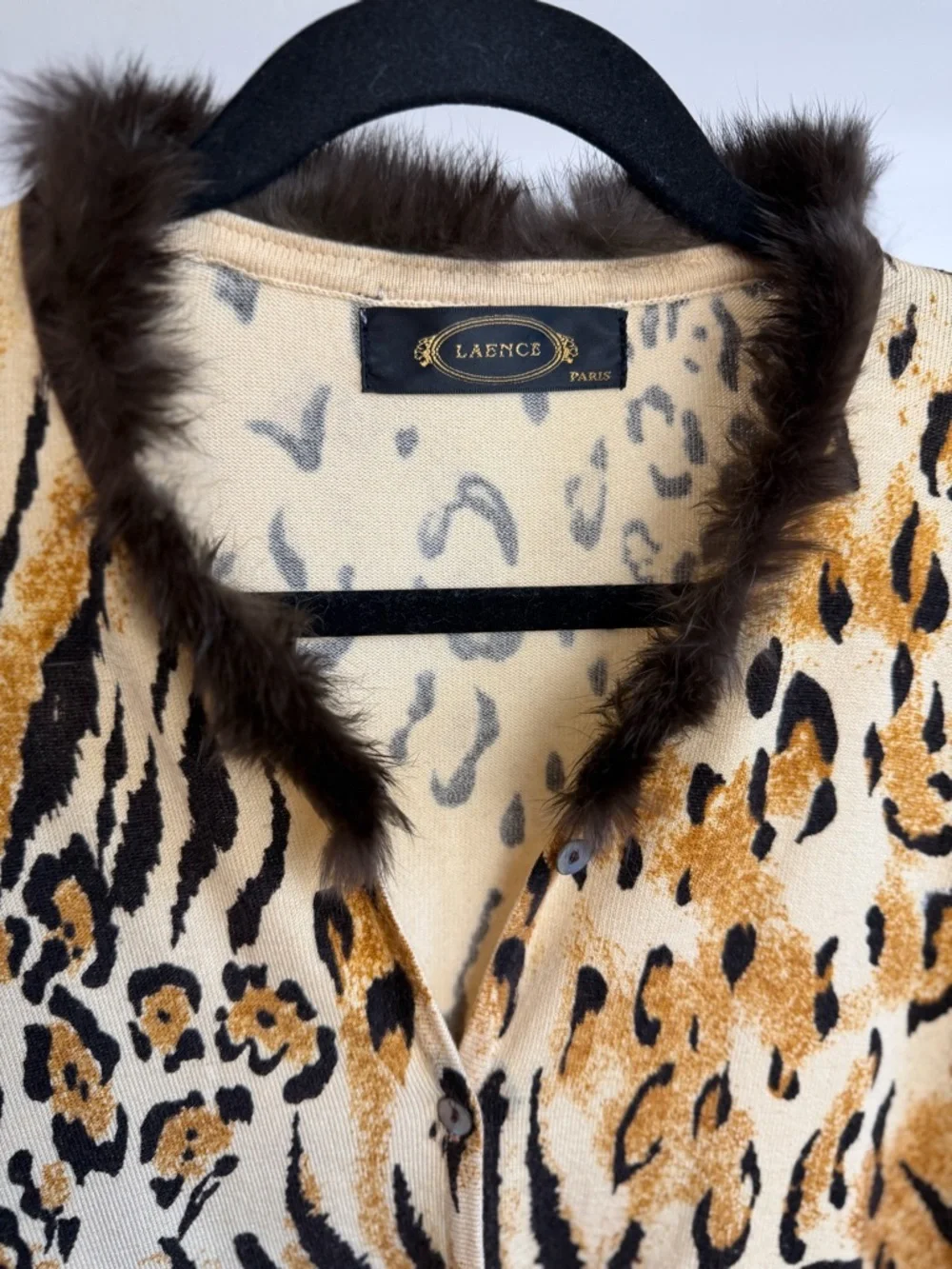 LAENCE PARIS Vintage Cashmere Blend Animal Print Cardigan - Picture 3 of 6